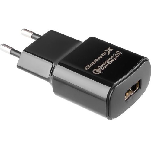 МЗП Grand-X CH-550 (USB 3.6V-6.5V 3A, 6.5V-9V 2A, 9V-12V 1.5A QC3.0 + кабель Type-C), color Black (CH-550TC)