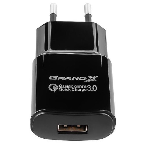 МЗП Grand-X CH-550 (USB 3.6V-6.5V 3A, 6.5V-9V 2A, 9V-12V 1.5A QC3.0 + кабель Type-C), color Black (CH-550TC)