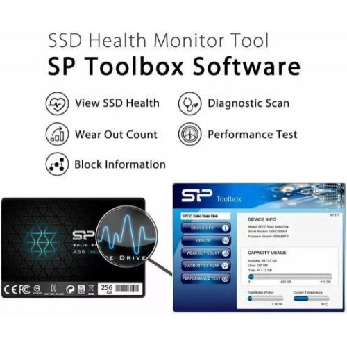 Накопичувач SSD 2.5 Silicon Power Ace A55 256GB SATAIII TLC (SP256GBSS3A55S25)