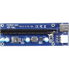 Райзер Dynamode PCI-E x1 to 16x 60cm USB 3.0 Cable SATA to 6Pin Power v.006C Blue