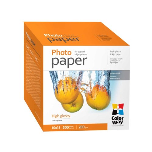 Папір ColorWay 10x15 (PG2005004R) 200 г/м2, 500 аркушів, глянець, водостійкий, картонна упаковка