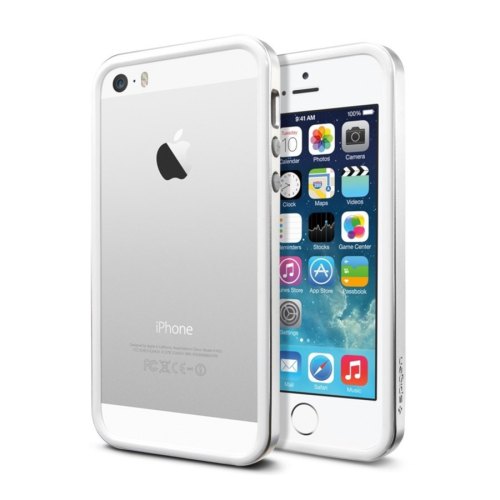 Бампер Spigen iPhone 5/5S/SE Flat White Silver