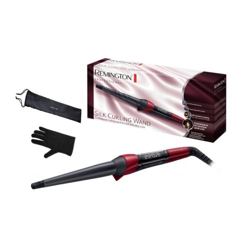 Плойка Remington Silk Curling, конусна, >300Вт, D-13-25mm, 120-220С, кераміка, чорно-червоний