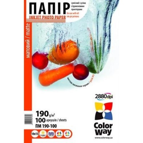 Папір ColorWay 10x15 (ПМ190-100) 190 г/м2, 100 аркушів, матовий