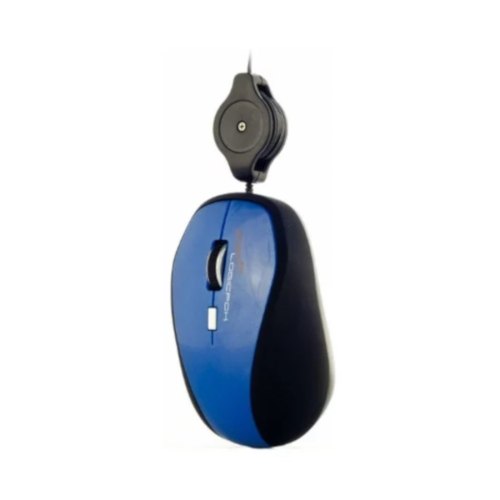 Мишка дротова, LogicPower MS040 USB Black Blue (2112), ноутбучна, оптична 800-1200dpi, 4кн+1кол, згортаємий кабель-рулетка, чорно-синій