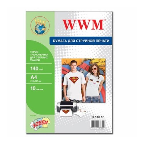 Папір WWM A4 Termo/White (TL140.10) 140 г/м2, 10 аркушів, для перенесення на тканину