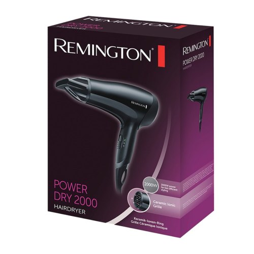 Фен Remington Power Dry 2000, 2000Вт, 3 режими, іоніз-я, хол. обдув, еко режим, чорний