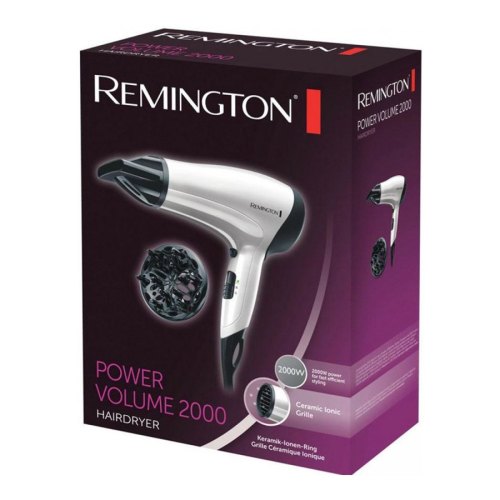 Фен Remington Power Volume 2000, 2000Вт, 3 режими, дифузор,турмалінова іоніз-я, хол. обдув, білий