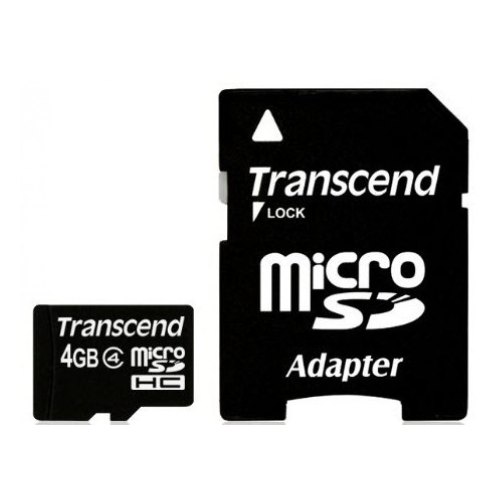 microSDHC карта 4Gb Transcend class4 з SD адаптером (TS4GUSDHC4)