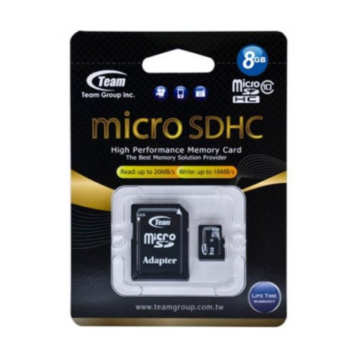 microSDHC карта 8GB Team class10 з SD адаптером (TUSDH8GCL1003)
