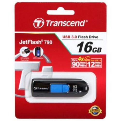 USB флеш 16GB Transcend JetFlash 790 Black Blue (TS16GJF790K)