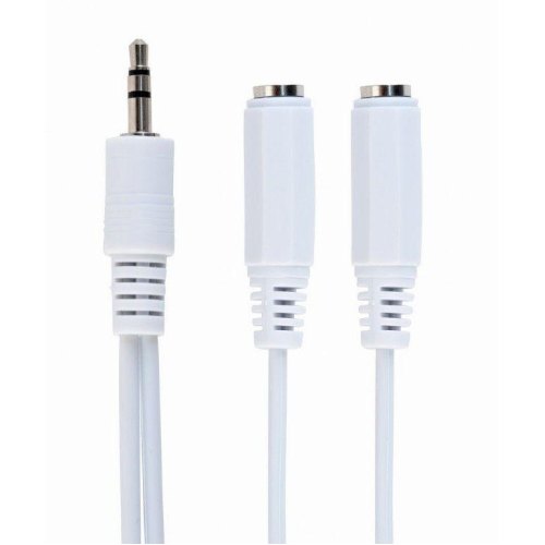 Аудіо-кабель 1miniJack 3.5mm (папа) to 2miniJack 3.5mm (мама), 10см, Cablexpert (CCA-415W), подовжувач-розгалуджувач , 0.1м