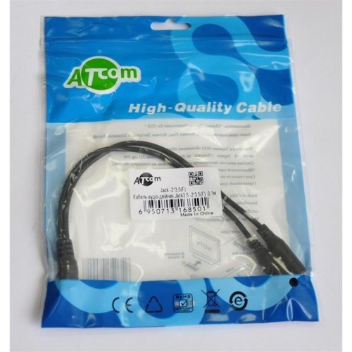 Аудіо-кабель miniJack 3.5mm (папа) to 2 х miniJack 3.5mm (мама), 10см, Atcom (16850), стерео, пакет, 0.1м