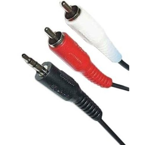 Аудіо-кабель miniJack 3.5mm (папа) to 2RCA-тюльпан (папа), 300см, Atcom (10708), пакет, 3м