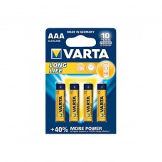 Батарейка, AAA микропальчик, LR03, ALKALINE, 4шт в уп, VARTA LongLife Extra (4103101414), щелочная, Blister Card