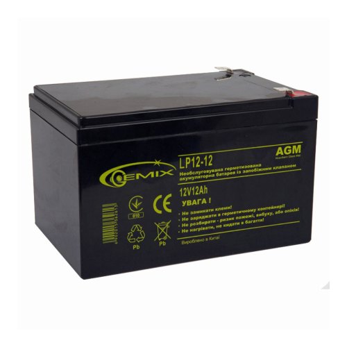 Батарея до ПБЖ, 12В, 12Ач, Gemix (LP12-12)