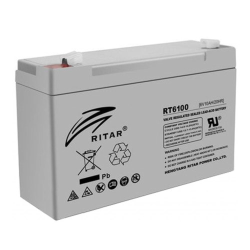 Батарея до ПБЖ, 6В, 10Ач, Ritar Power (RT6100), Gray Case, 6V 10Ah (151х50х101 мм)