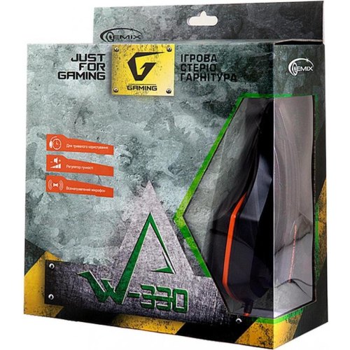 Ігрова гарнітура дротова, Gemix W-330 black/orange