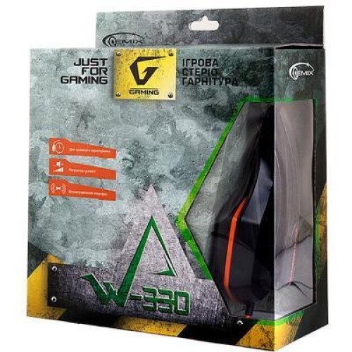 Ігрова гарнітура дротова, Gemix W-330 black/orange