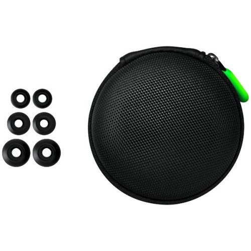 Гарнітура дротова, вакуумна, Razer Hammerhead V2 Black Green (RZ12-01730100-R3G1), ігрова, стерео, шнур1.3м, 3,5мм mini jack, опір32 Ом