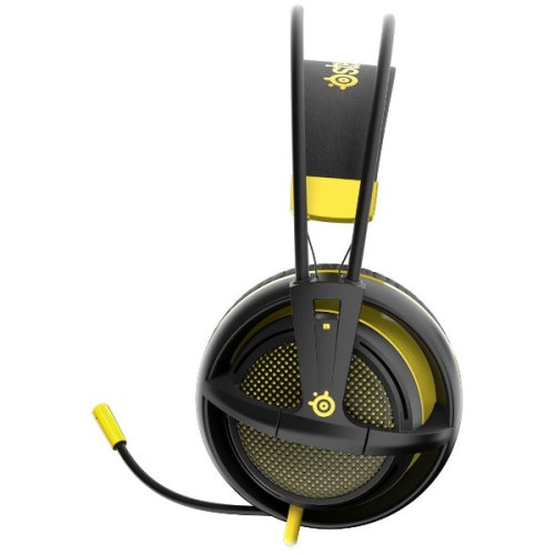 Гарнітура дротова, повнорозмірна, закрита, SteelSeries Siberia 200 Proton Yellow (51138), наголовя, стерео, шнур 1.8м, 2х3.5мм mini jack, ігрова