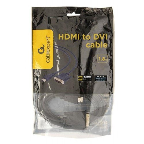Кабель HDMI - DVI, 180см, Cablexpert (CC-HDMI-DVI-6), DVI (24+5), позолочені конектори, 1,8м