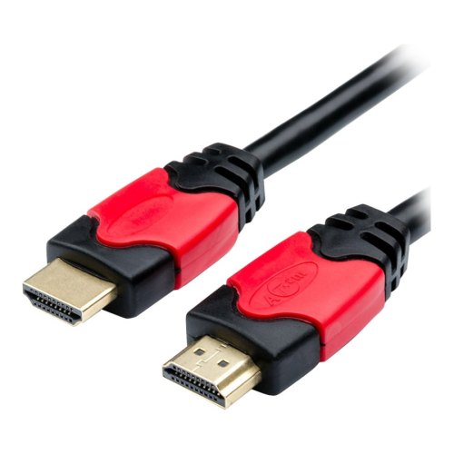 Кабель HDMI - HDMI, 100см, Atcom, v1.4 for 3D, позолочені конектори, блістер, чорно-червоний, 1м