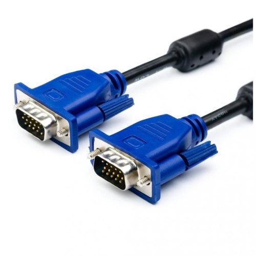 Кабель VGA - VGA, 150см, Atcom (DE-15Hd-1.5m), з 2-ма феритами, чорний, пакет (7789)