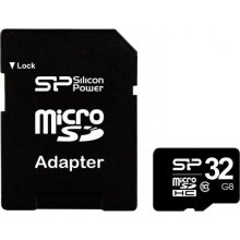 microSDHC карта 32Gb Silicon Power card class10 + adapter (SP032GbSTH010V10SP)