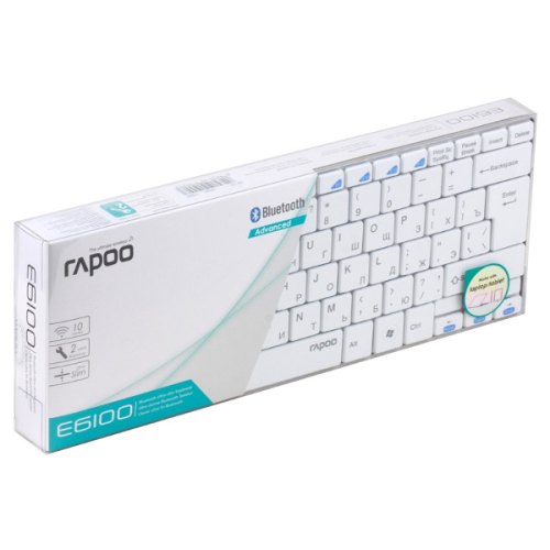 Клавіатура бездротова, Rapoo E6100 White Bluetooth