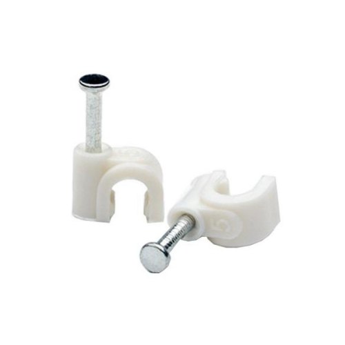 Кліпса (скоба) до кабелю 5мм, Atcom (15255), 100шт/уп, для кріплення кабелів і проводів до будь-яких поверхонь (виключаючи металеві), білий