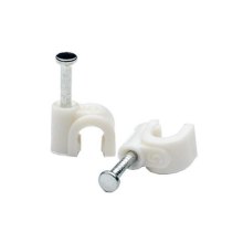 Кліпса (скоба) до кабелю 6мм, Atcom (15256), 100шт/уп, для кріплення кабелів і проводів до будь-яких поверхонь (виключаючи металеві), білий