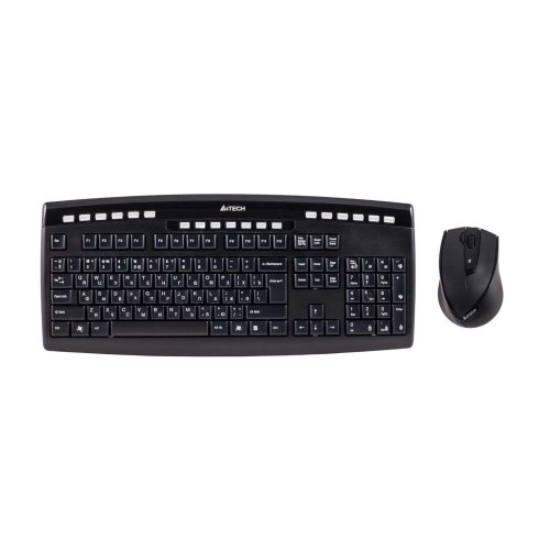 Комплект бездротовий (клавіатура+мишка), A4Tech 9200F Black, чорний