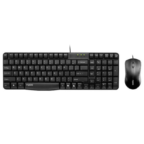 Комплект дротовий (клавіатура+мишка), Rapoo N1850 USB Black, стандартний, Black