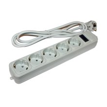 Мережевий фільтр, 1,8м, 5 розетки, Merlion G518 Gray, 5 x CEE 7/4, 3х0,75мм, сірий