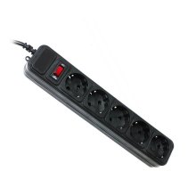 Мережевий фільтр, 1.8м, 5 розеток, Gembird (SPG5-G-6B), чорний
