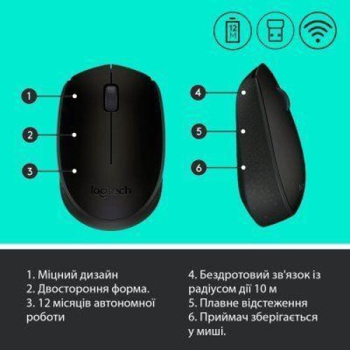 Мишка Logitech M171 Black Gray (910-004424)