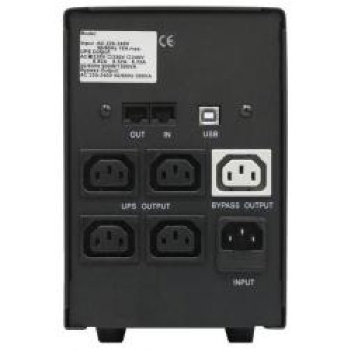 ПБЖ, Powercom (BNT-1000AP USB), line interractive, класичний, 1000В*А, 600Вт, 155 до 275В*апроксимована синусоїда, 6.7мін, 4/0, RJ45/RJ-11, 2-4, RS-23