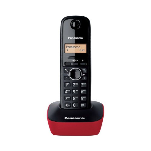 Телефон DECT Panasonic KX-TG1611UAR Black Red, монохромний, поліфонія, Автовизначник номера, CallerID, 50 номерів, набір на трубці