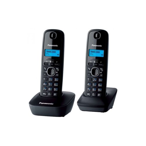 Телефон DECT Panasonic KX-TG1612UAH Black Gray, монохромний, поліфонія, Автовизначник номера, CallerID, 50 номерів, набір на трубці, 1 дод.трубка