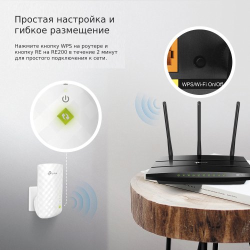 Повторювач Wi-Fi сигналу TP-LINK RE200 AC750 1хFE LAN
