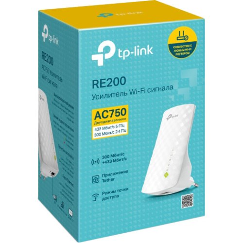 Повторювач Wi-Fi сигналу TP-LINK RE200 AC750 1хFE LAN