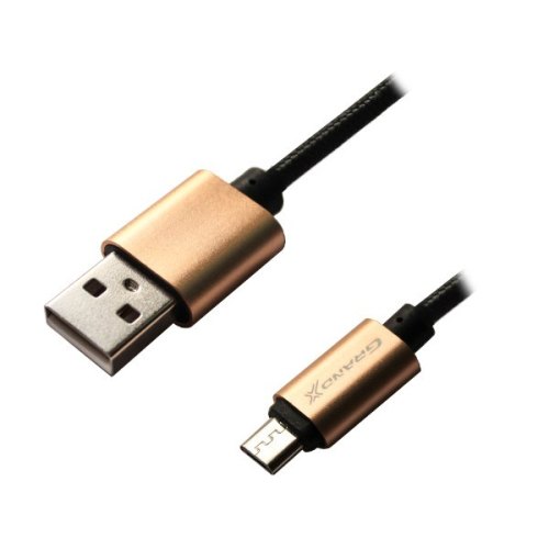 Кабель Grand-X USB-micro USB FM01 2,1A, 1m, Black/Gold
