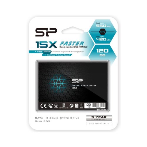 Накопичувач SSD 2.5 Silicon Power Slim S55 120GB SATAIII TLC (SP120GBSS3S55S25)