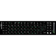 Наклейки на клавiатуру - Grand-X protection 68 keys Cyrillic green, Latin white (GXDPGW), непрозорі