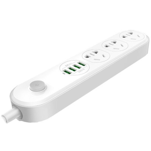 Мережевий фільтр, 2м, 3 розетки + 4 USB, ColorWay (CW-CHU34W), белый