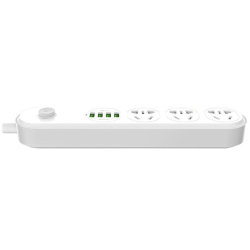 Мережевий фільтр, 2м, 3 розетки + 4 USB, ColorWay (CW-CHU34W), белый