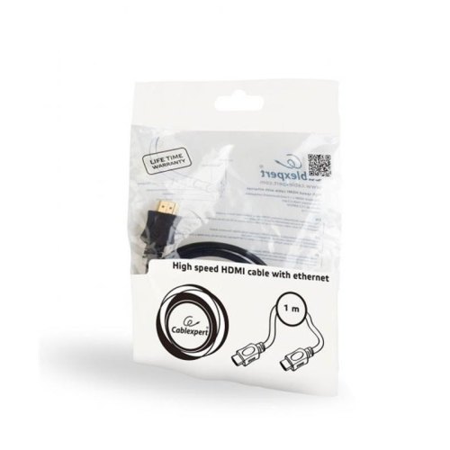 Кабель HDMI - HDMI, 100см, Cablexpert (CC-HDMI4L-1M), v1.4, позолочені конектори, 1м