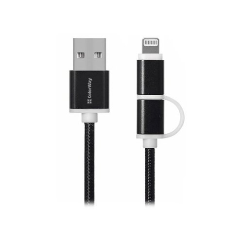 Кабель Colorway 2в1 (Lihgtning+МicroUSB) Black