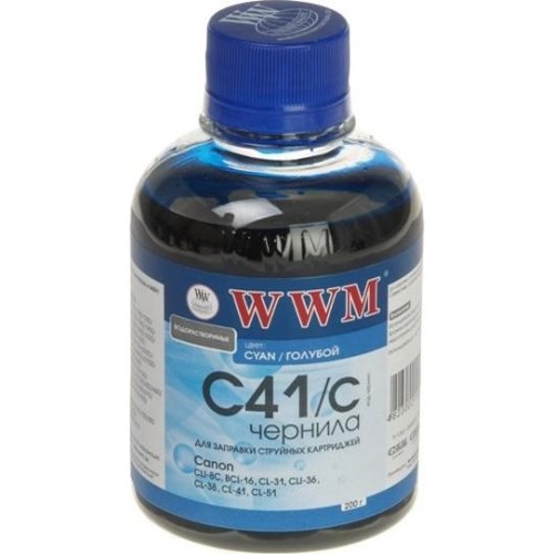 Чорнило WWM для Canon CL-41C/CL-51C/CLI-8C 200г Cyan (C41/C)